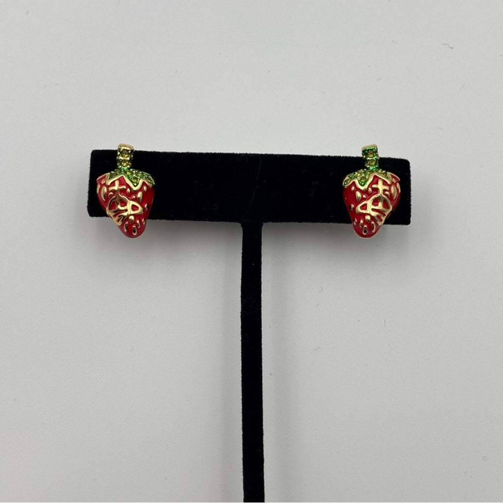 Vivienne Westwood Strawberry Enamel Gold-Tone Stud EarringsS