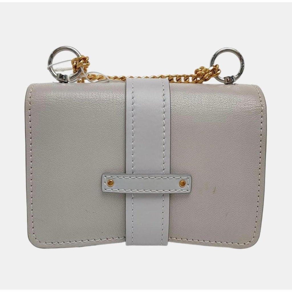 Chloé Aby Mini Chain Leather Shoulder Bag Grey Gold Hardware