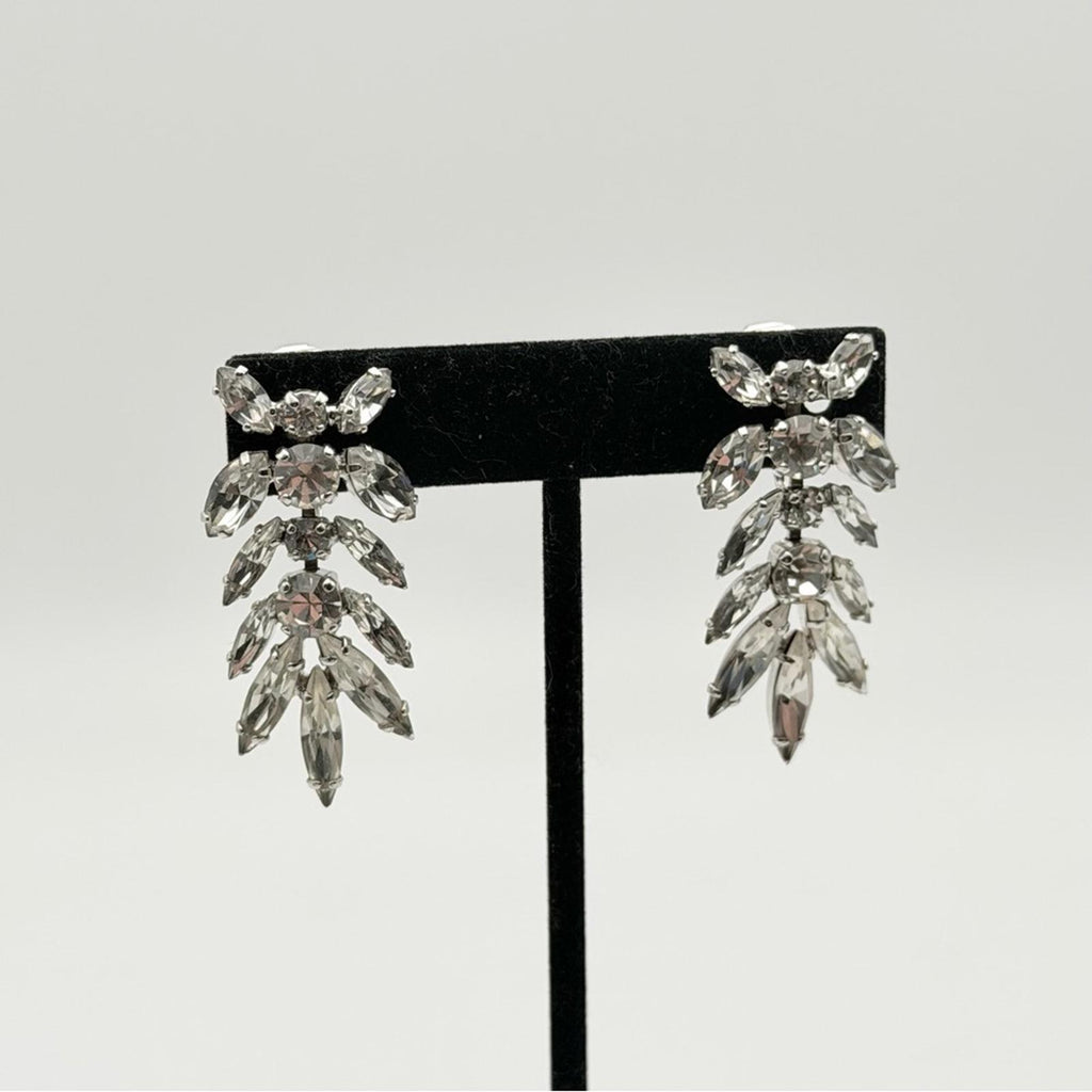 Sherman Rhinestone Brooch & Clip Earrings Set – Silver Tone