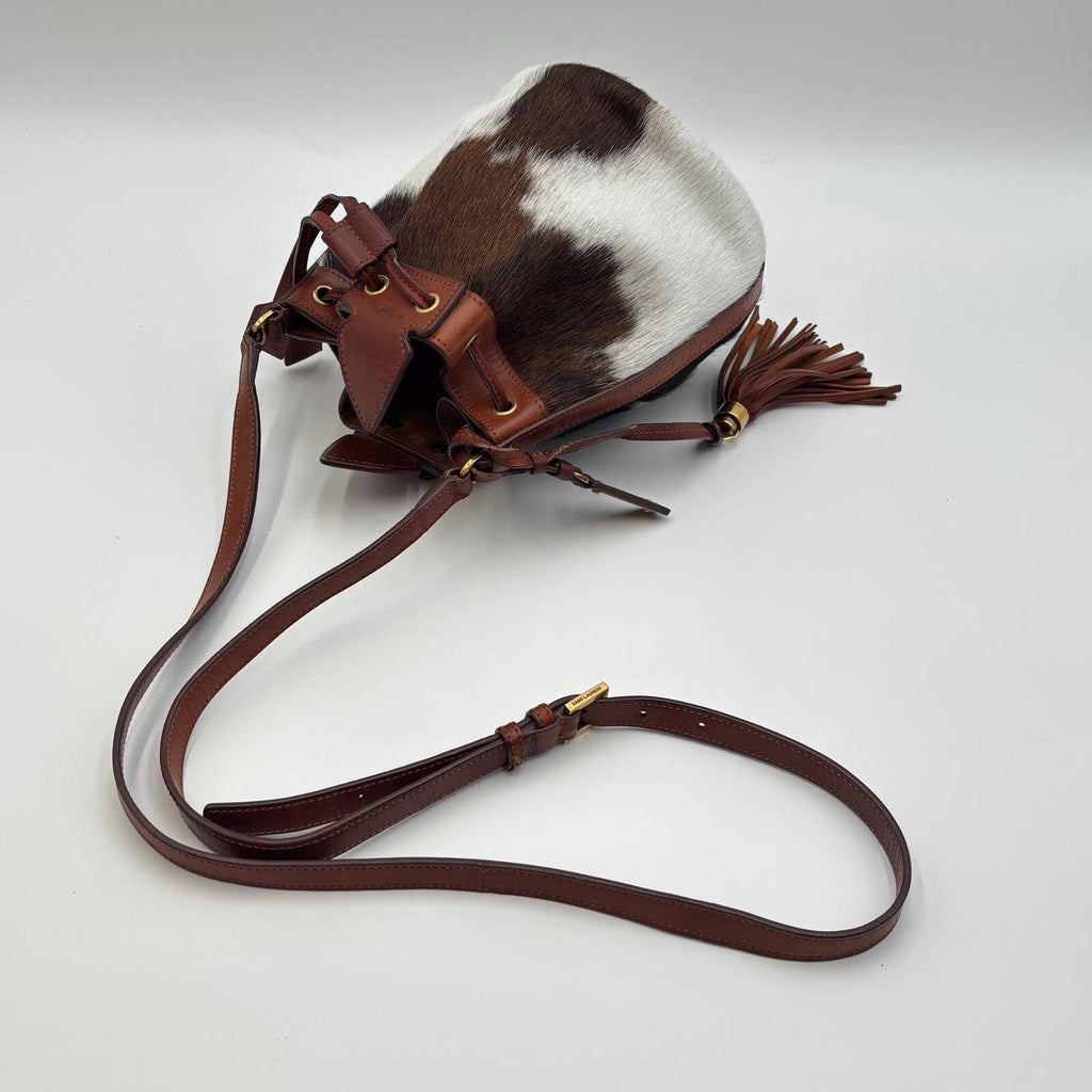 Saint Laurent Paris Emmanuelle Bucket Bag – Calf Hair Pony Hair Leather Tassel
