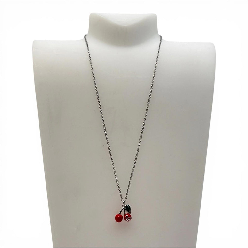 Vivienne Westwood Cherry Pendant Necklace Silver Tone Orb Charm