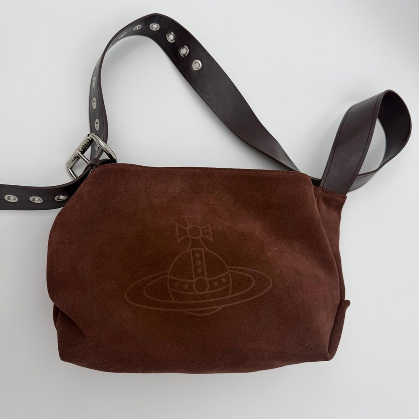 Vivienne Westwood Suede Shoulder Bag – Chocolate Brown