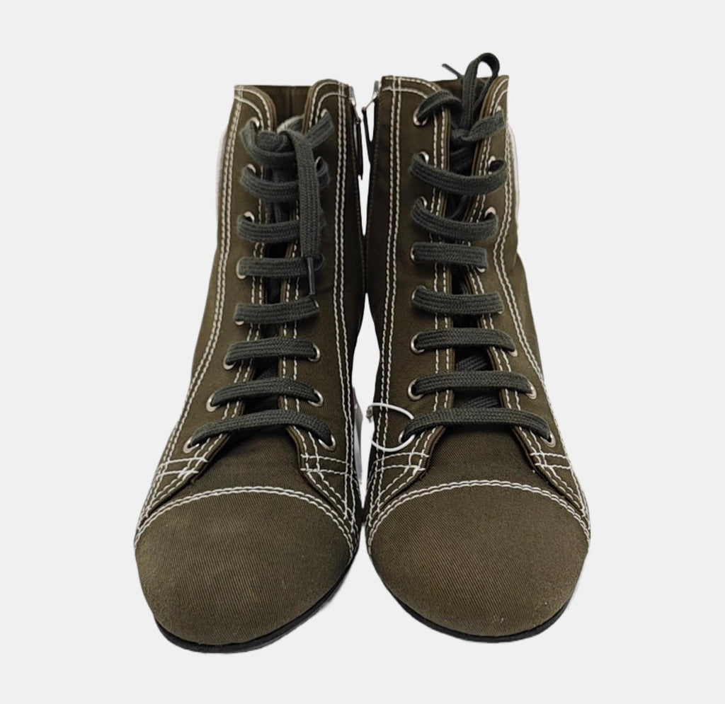 Miu Miu Club Crystal Heel Lace-Up Ankle Boots Size 39