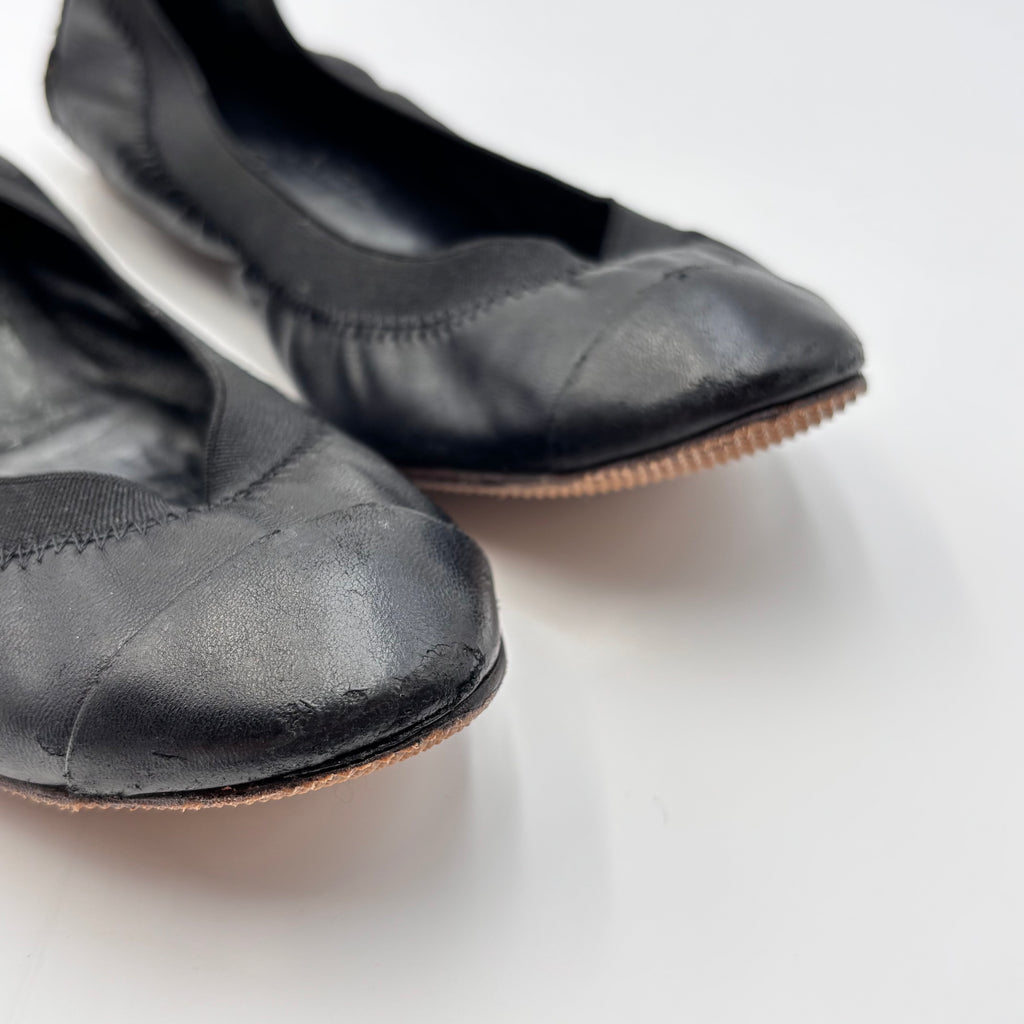Chanel Black Lambskin Leather Ballet Flats 00s, 35.5