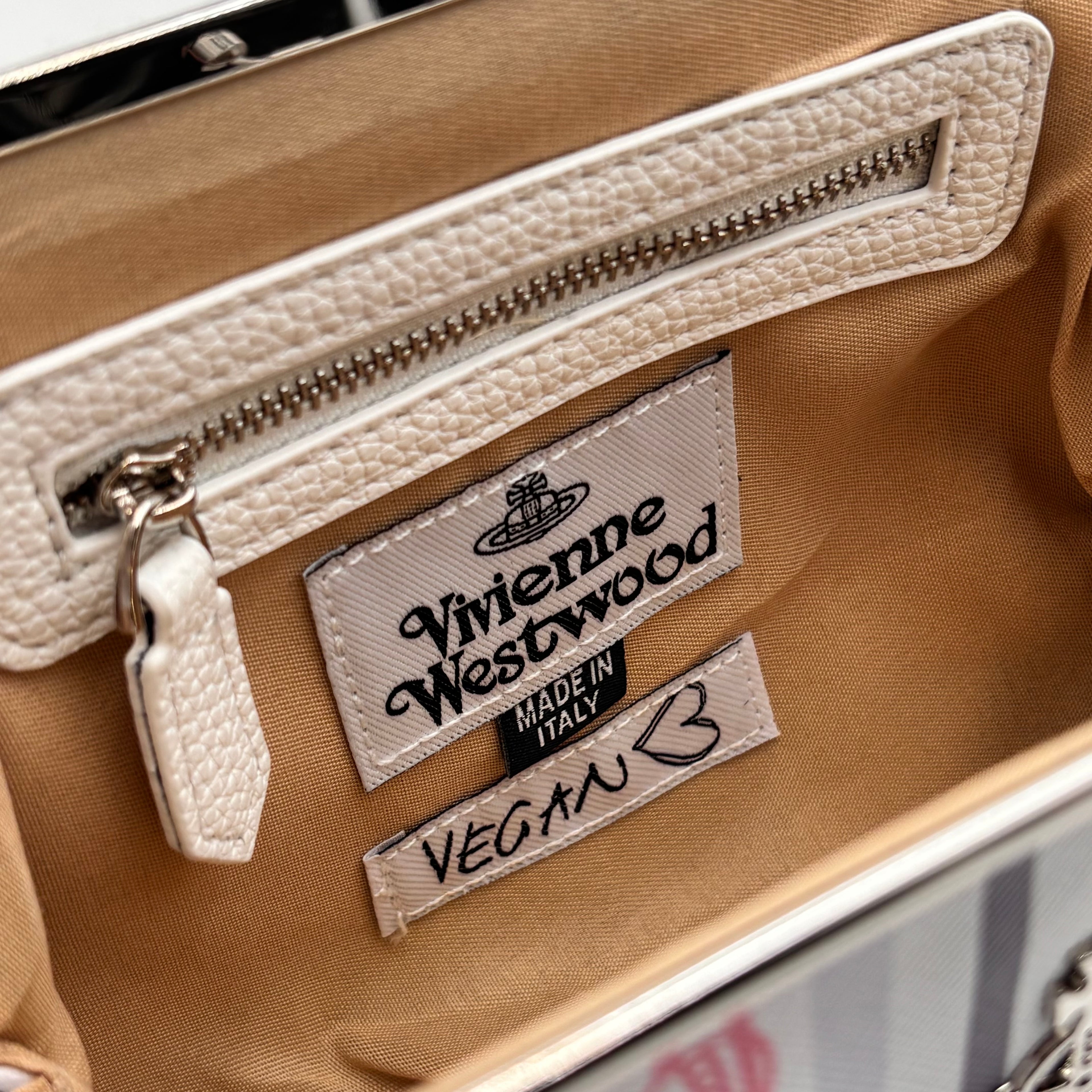 Vivienne Westwood Granny Frame Bag White Hearts Stripe Top Handle Crossbody