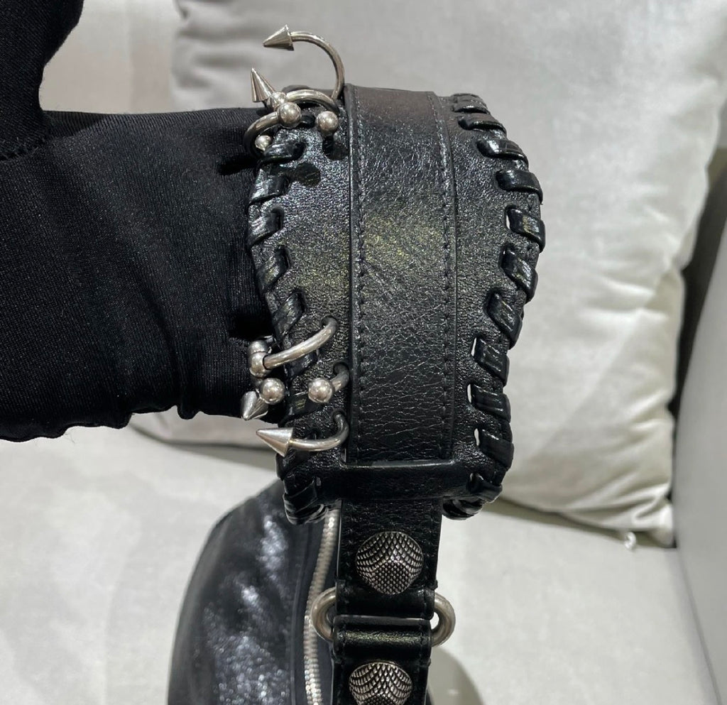 Balenciaga Le Cagole XS Piercing Leather Shoulder Bag in Black