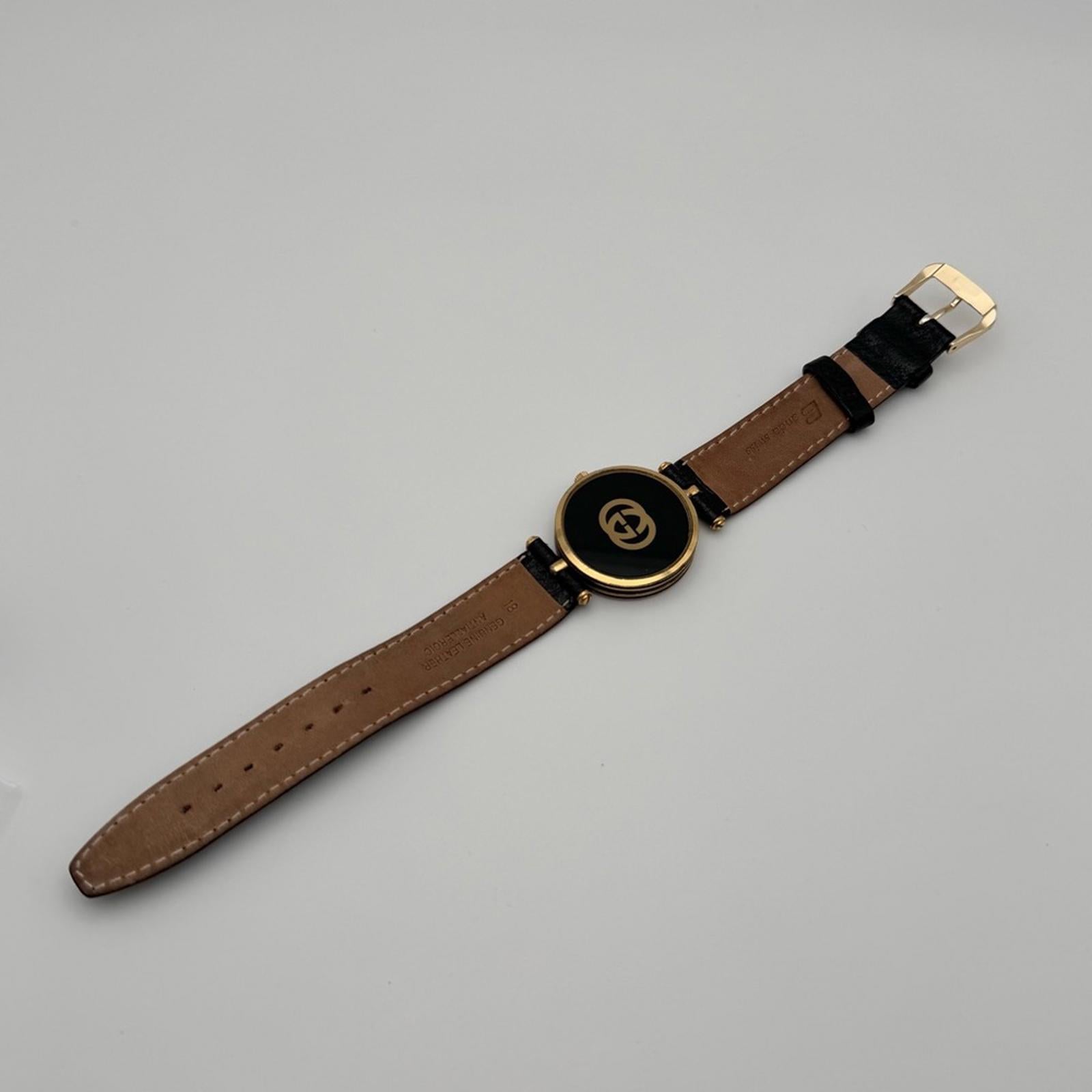 Gucci Vintage Black Dial Gold-Tone Quartz Watch – 30Mm