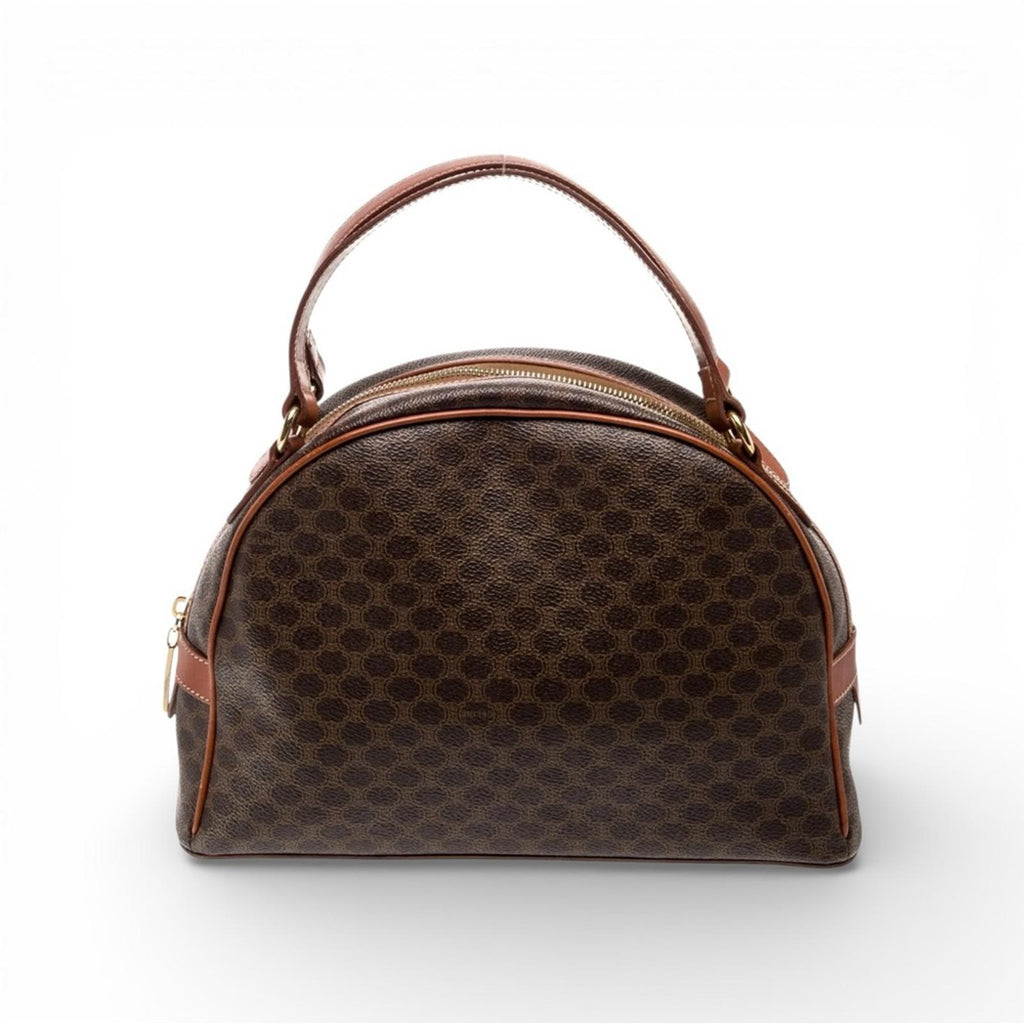Celine Macadam Monogram Dome Handbag Brown Leather TopHandle
