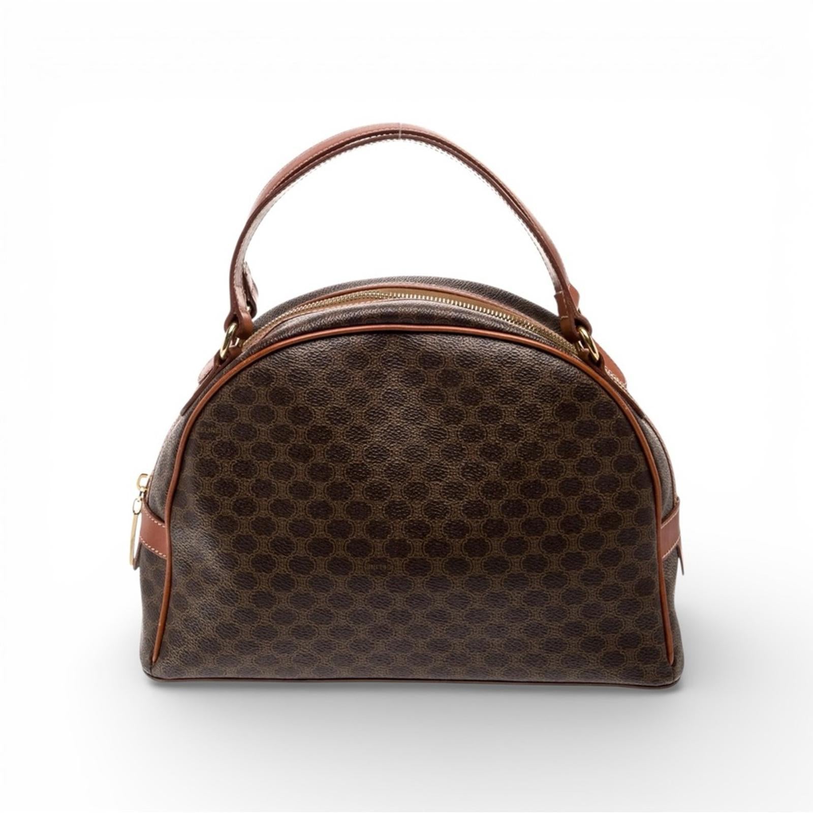 Celine Macadam Monogram Dome Handbag Brown Leather TopHandle