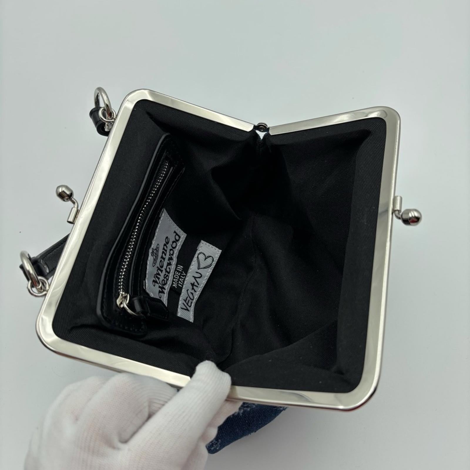 Vivienne Westwood Granny Denim Frame Crossbody Bag Blue Orb