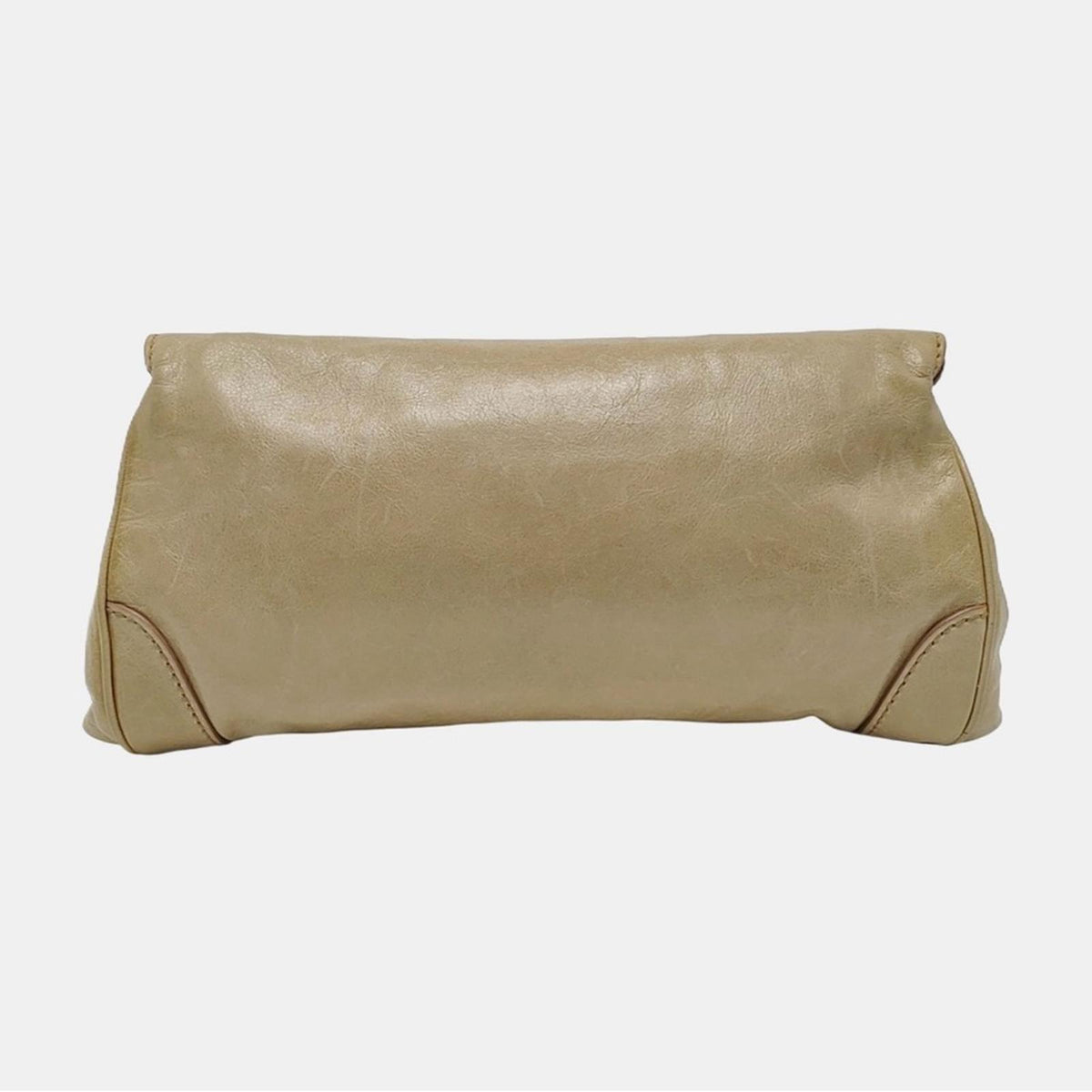 Miu Miu Beige Leather Clutch With Crystal Heart Charm