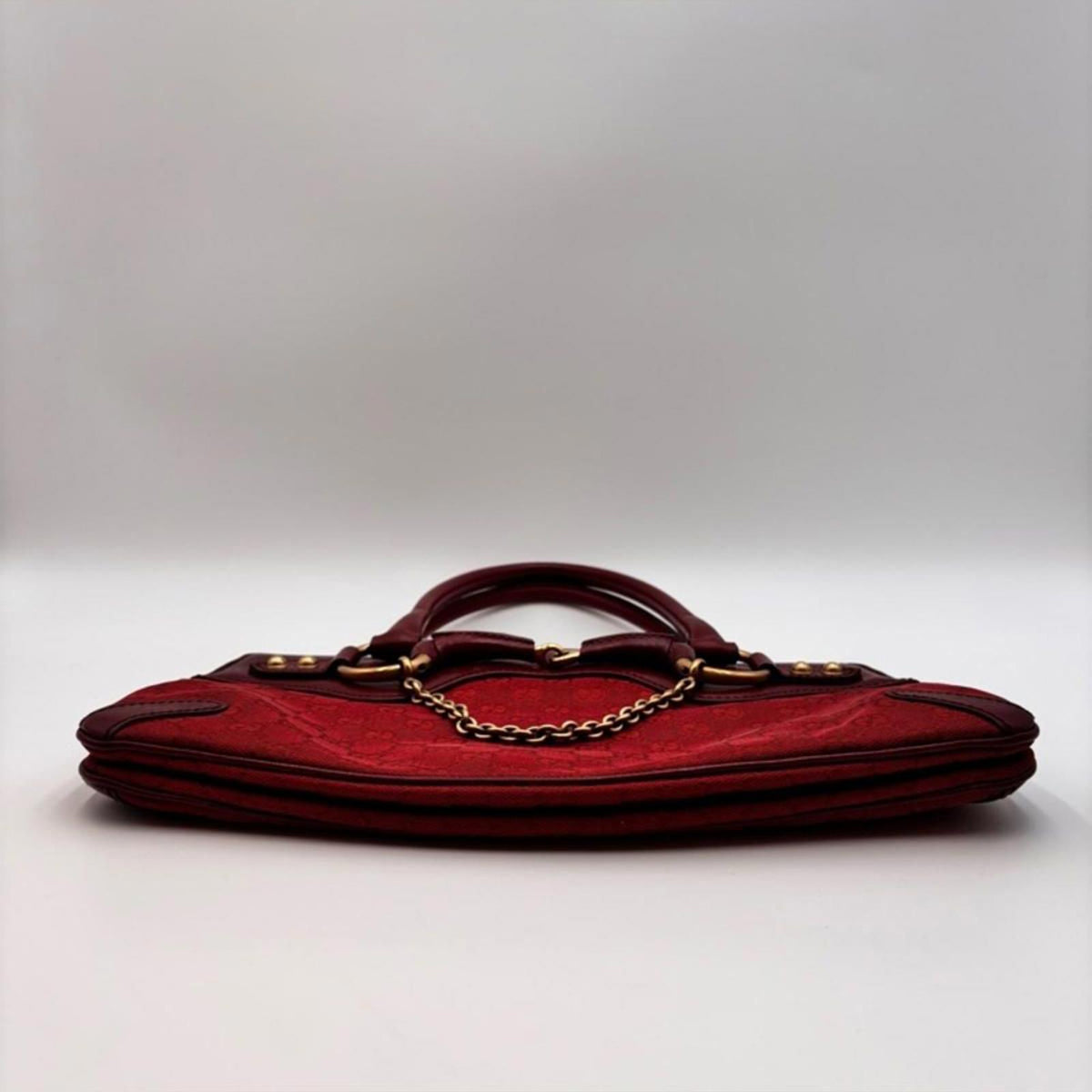 Gucci Red GG Canvas Horsebit Shoulder Bag