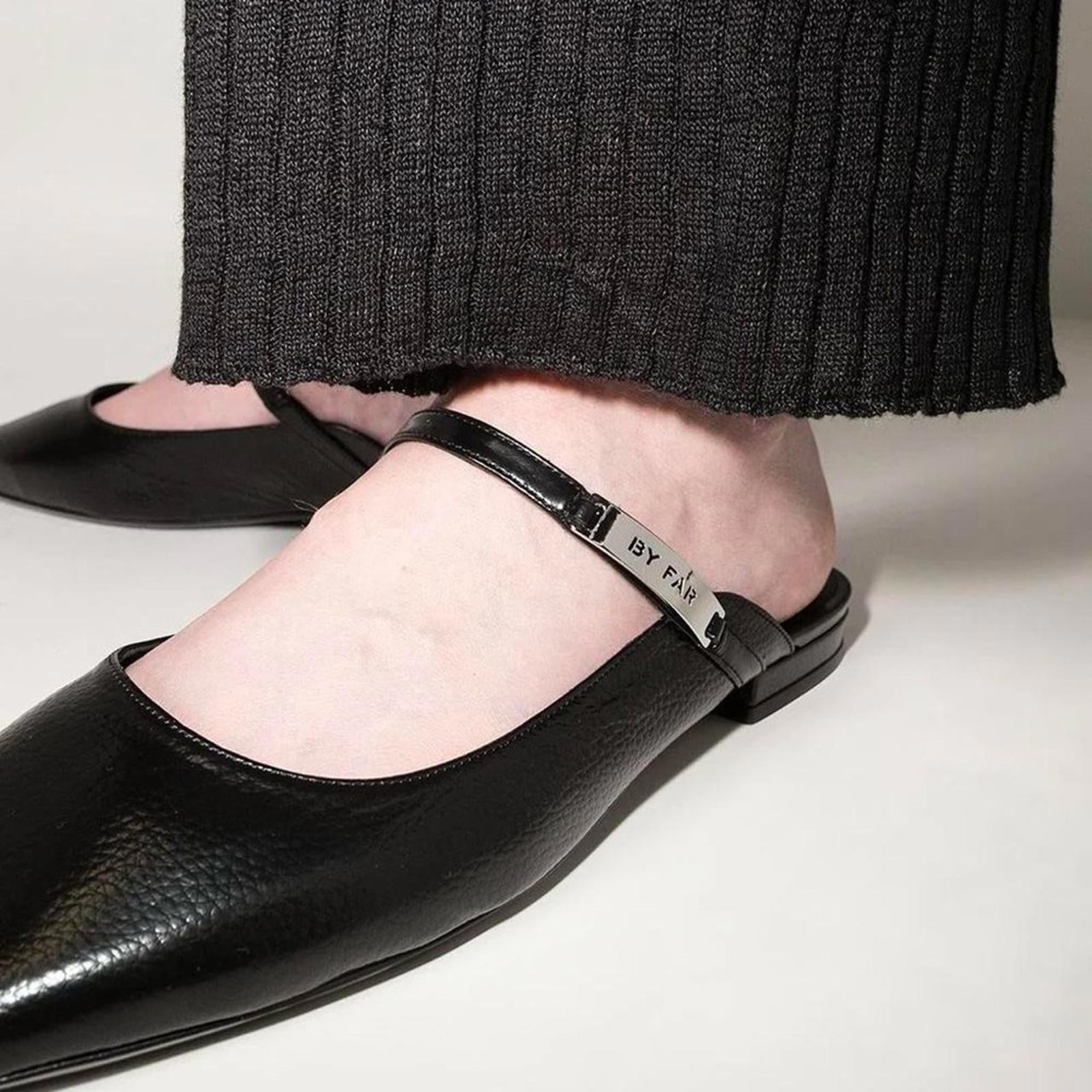 BY FAR Black Gloss Etta Slippers