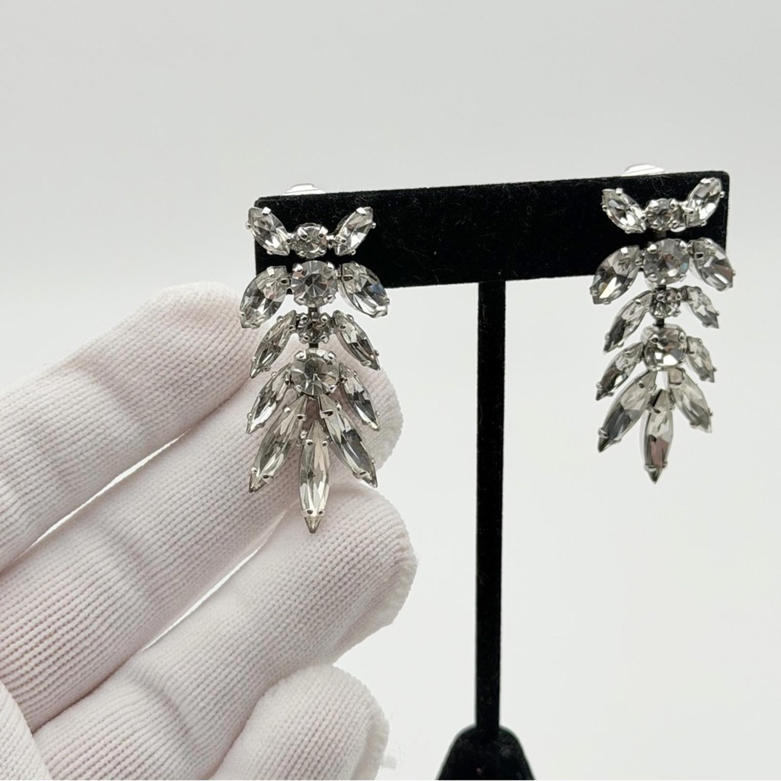 Sherman Rhinestone Brooch & Clip Earrings Set – Silver Tone