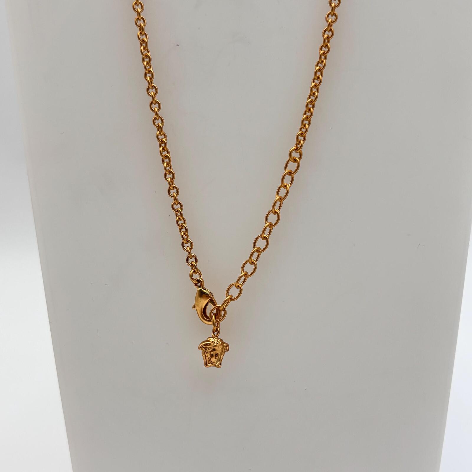 Versace Donatella Gold Tone Nameplate Necklace