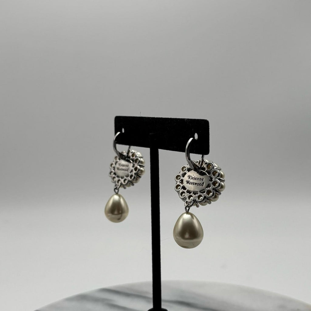 Vivienne Westwood Amaya Drop Earrings Pearl Orb Silver