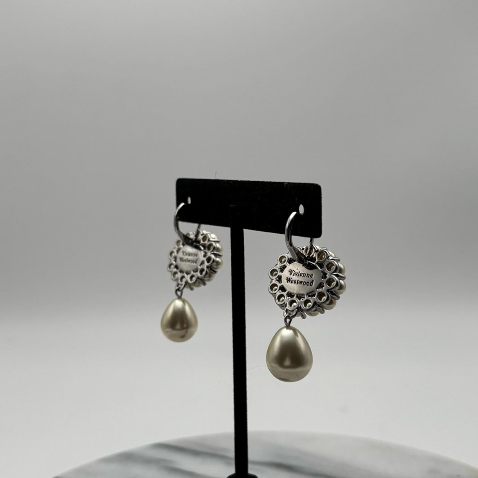 Vivienne Westwood Amaya Drop Earrings Pearl Orb Silver