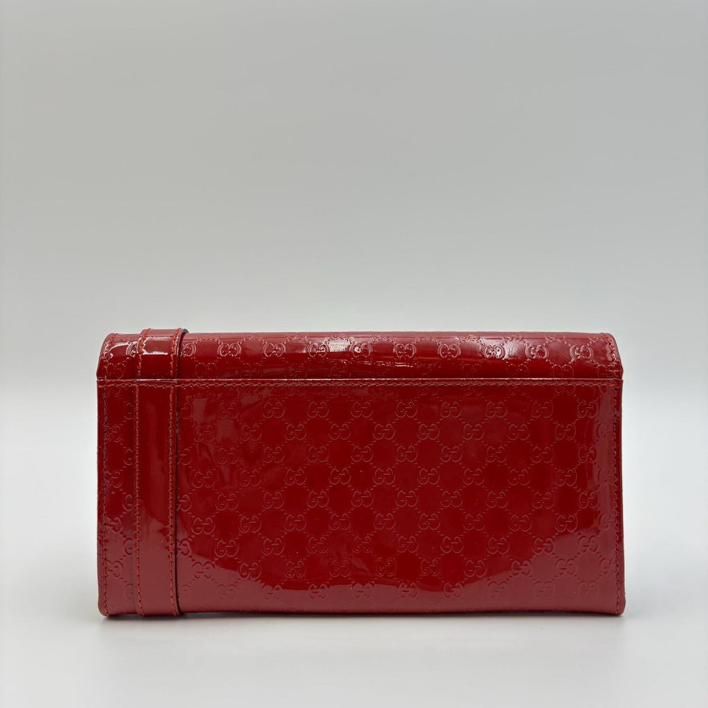 Gucci Red Micro Guccissima Patent Leather Continental Wallet
