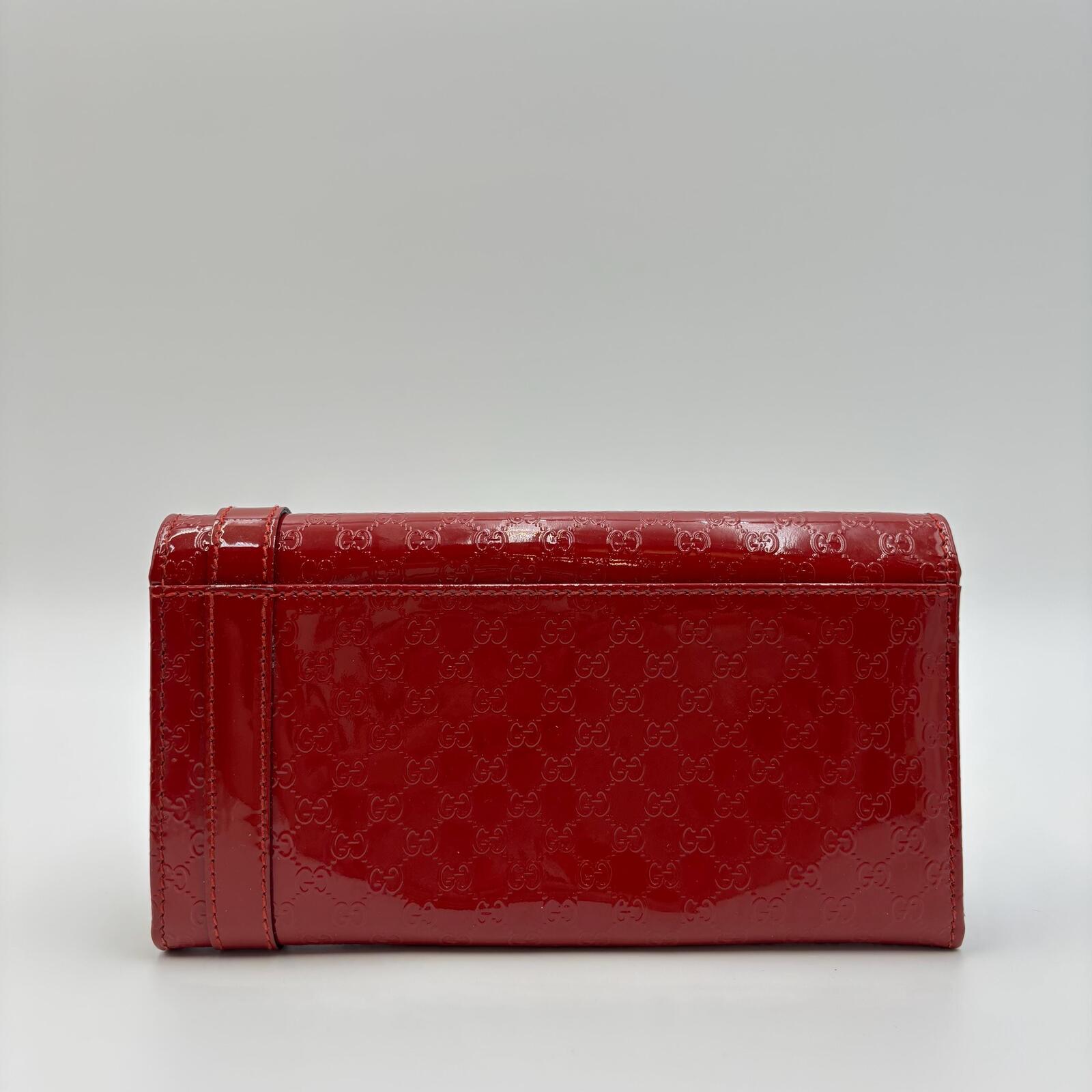 Gucci Red Micro Guccissima Patent Leather Continental Wallet