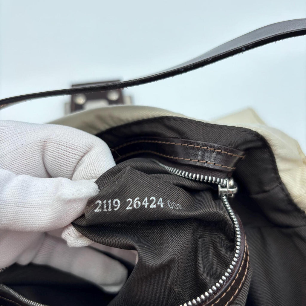 Fendi Mama Forever Beige Canvas and Leather Shoulder Bag