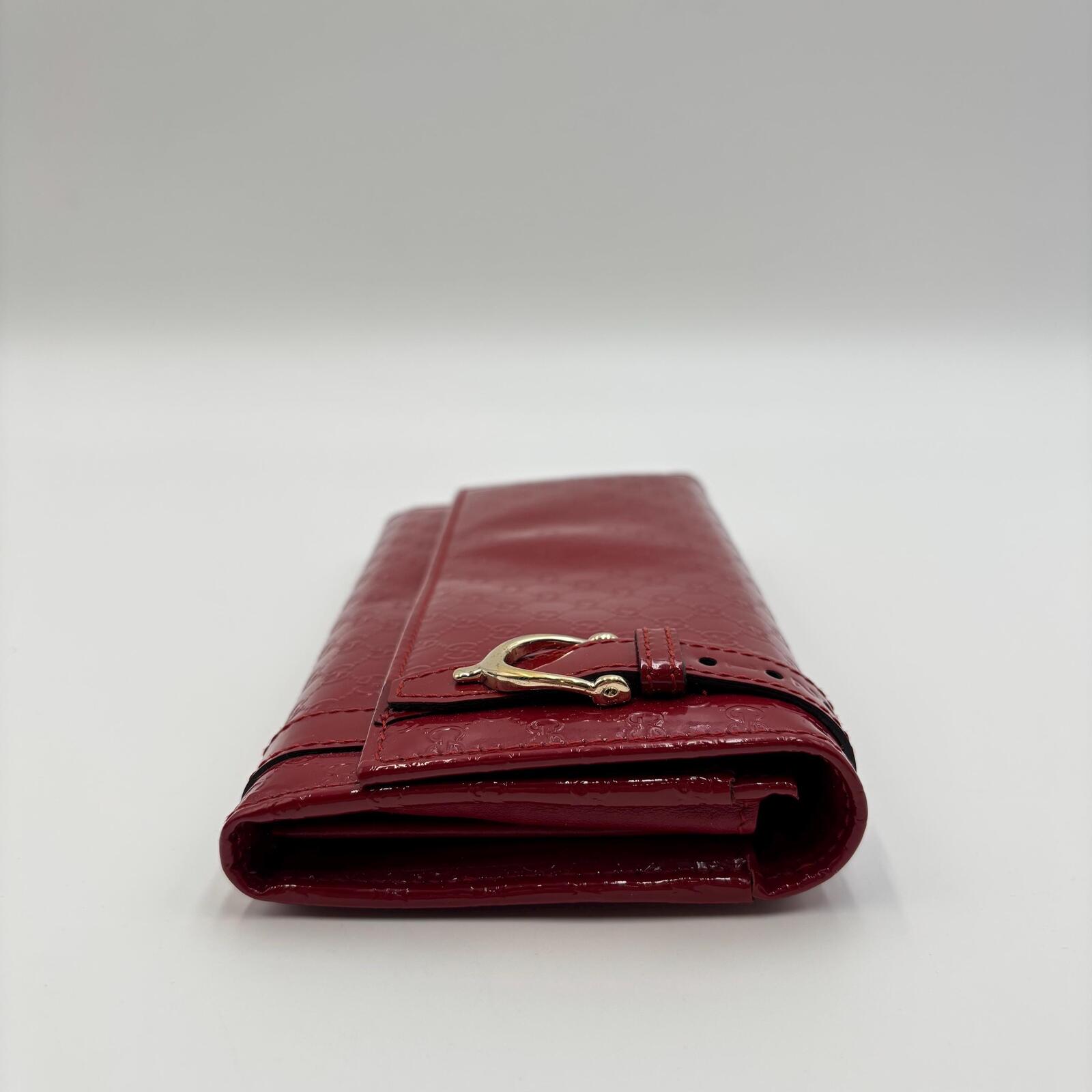 Gucci Red Micro Guccissima Patent Leather Continental Wallet