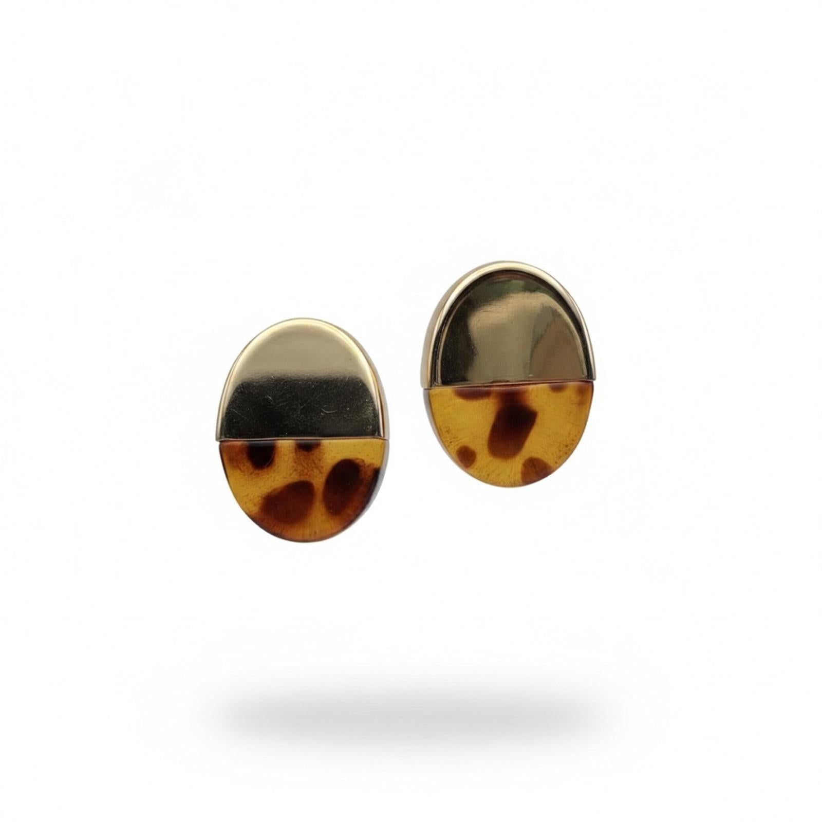 Vintage Gold Tone & Tortoiseshell Statement Clip-On Earrings