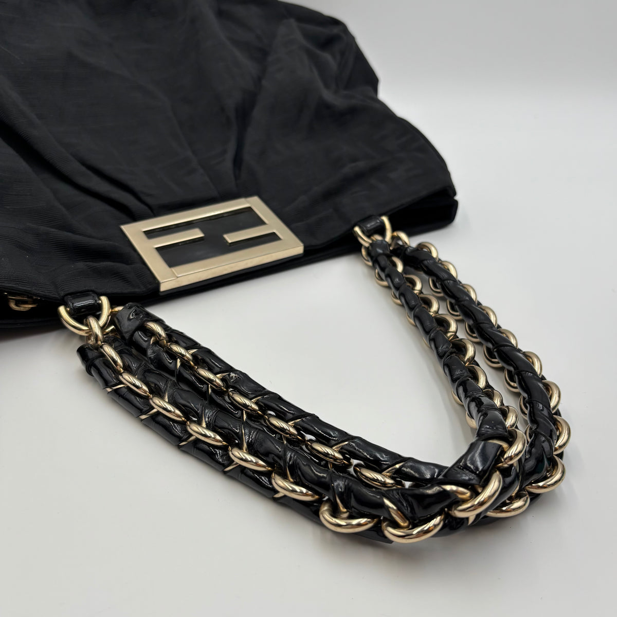 Fendi Zucca Mia Large Chain Shoulder Bag 2000s