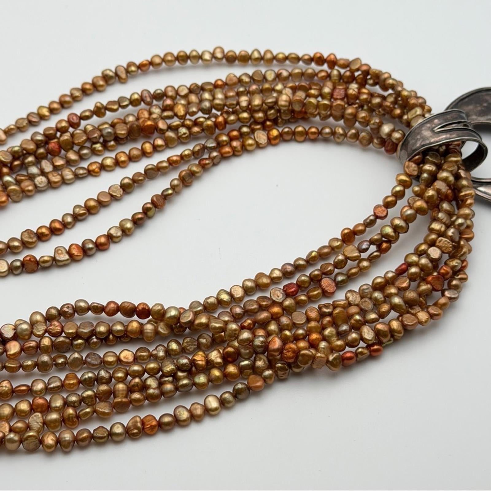 Vintage Multi-Strand Freshwater Pearl Necklace With Sterling Silver Pendant