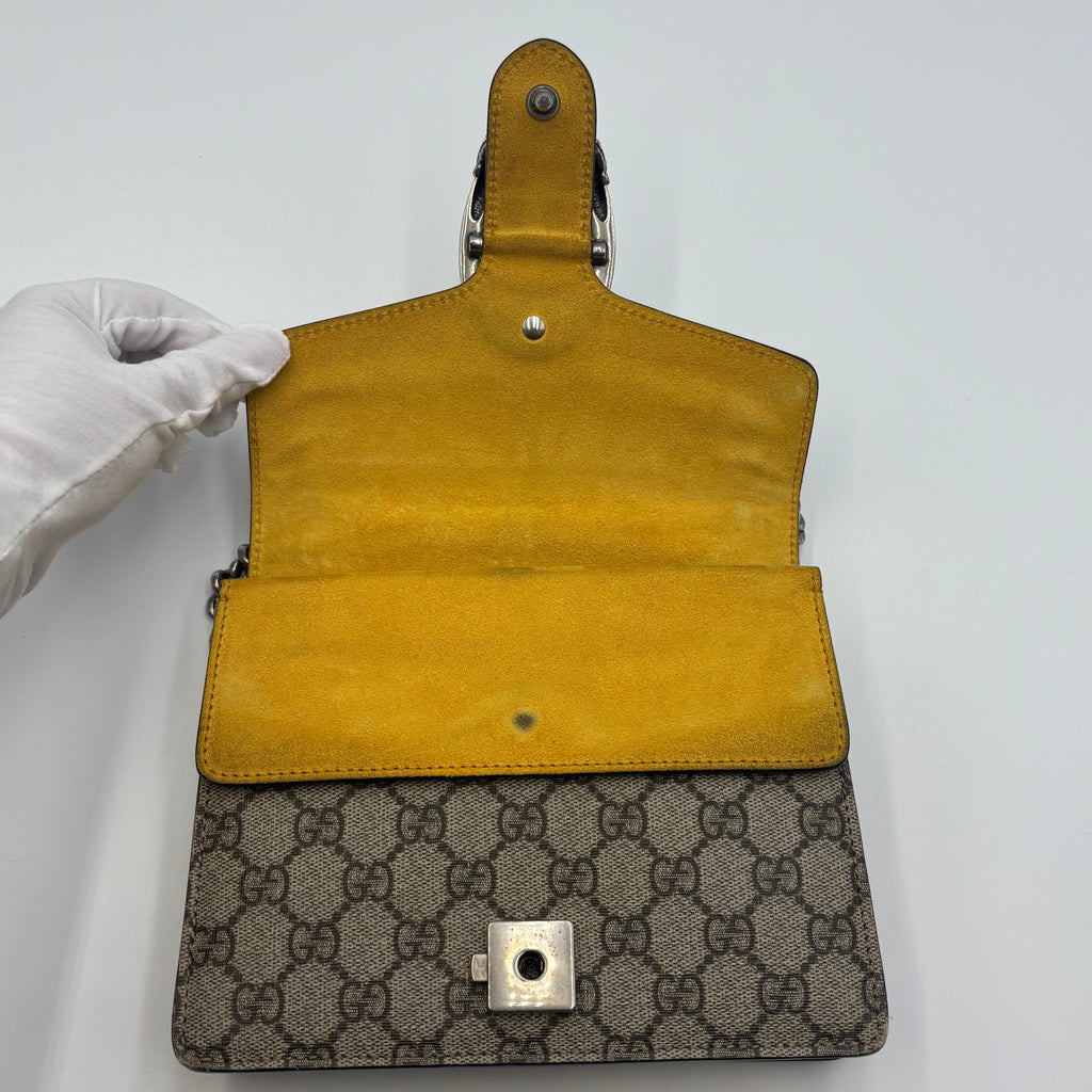 Gucci GG Supreme Mini Dionysus Shoulder Bag in Yellow