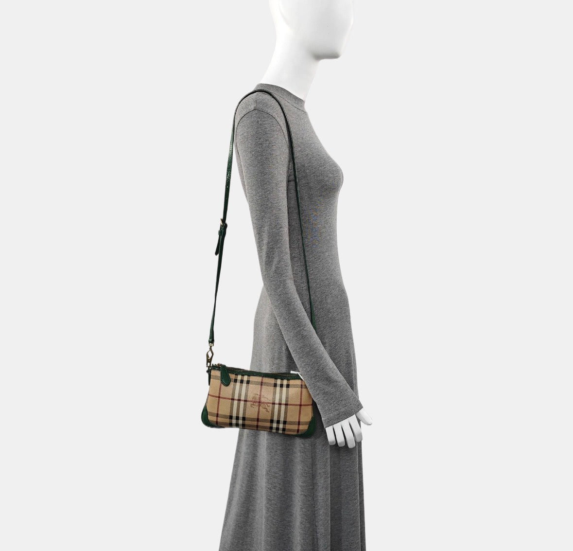 Burberry Nova Check Pochette Crossbody Bag – Beige & Green