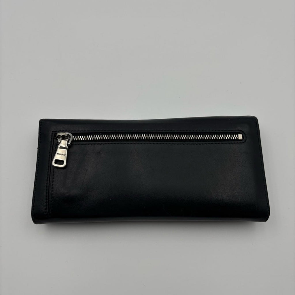 Miu Miu Black Leather Wallet On Chain Crossbody Shoulder Bag