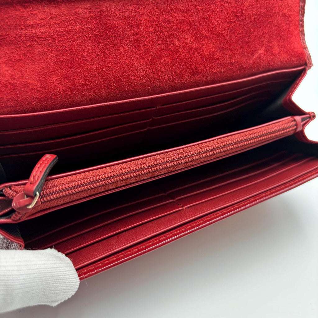 Gucci Red Micro Guccissima Patent Leather Continental Wallet