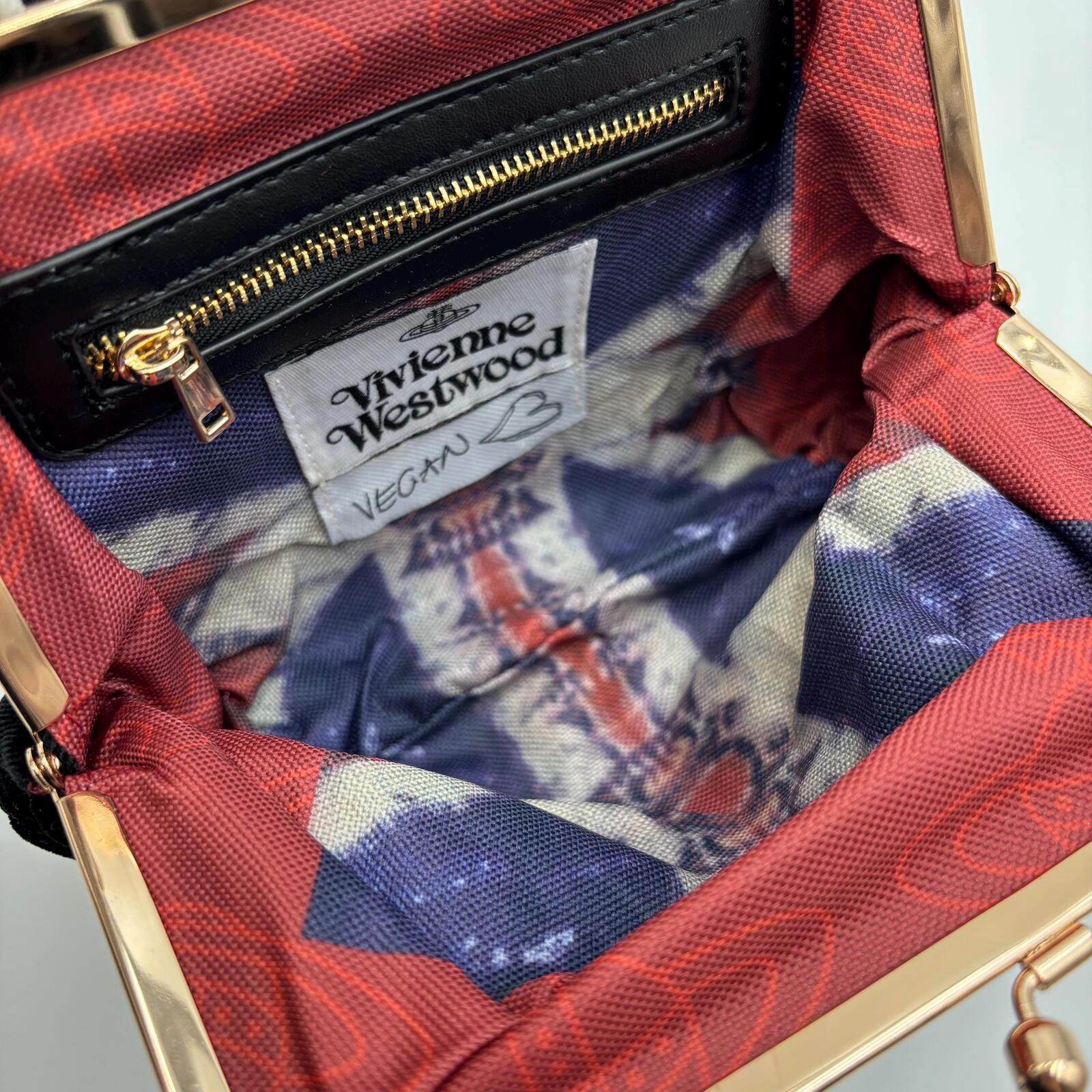 Vivienne Westwood Orb Embroidered Velvet Granny Bag with Chain Strap