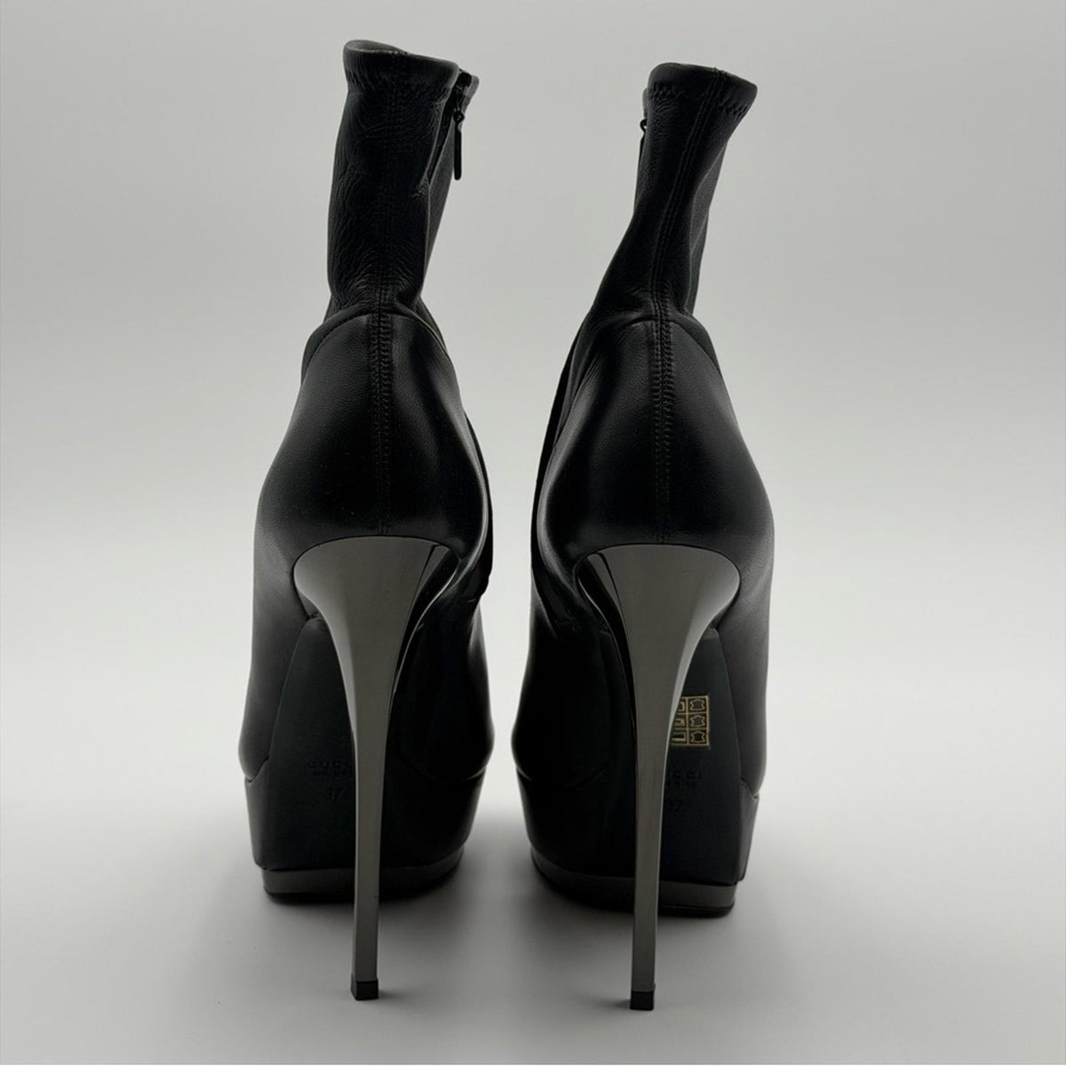 Gucci Black Peep Toe Platform Ankle Booties