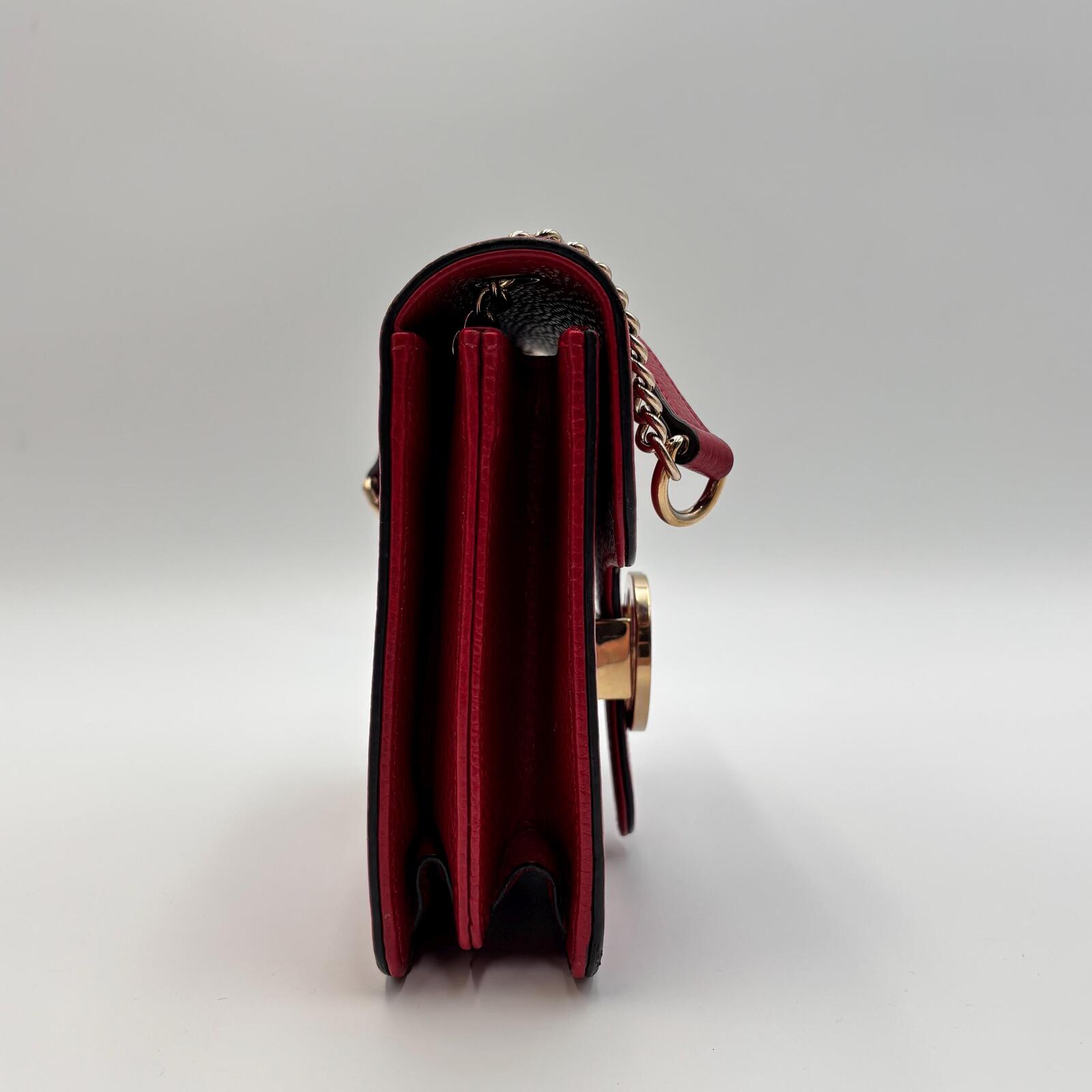 Gucci Interlocking GG Red Leather Chain Crossbody Bag