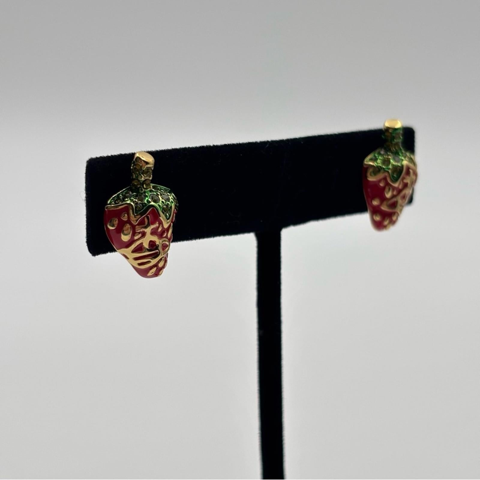 Vivienne Westwood Strawberry Enamel Gold-Tone Stud Earrings