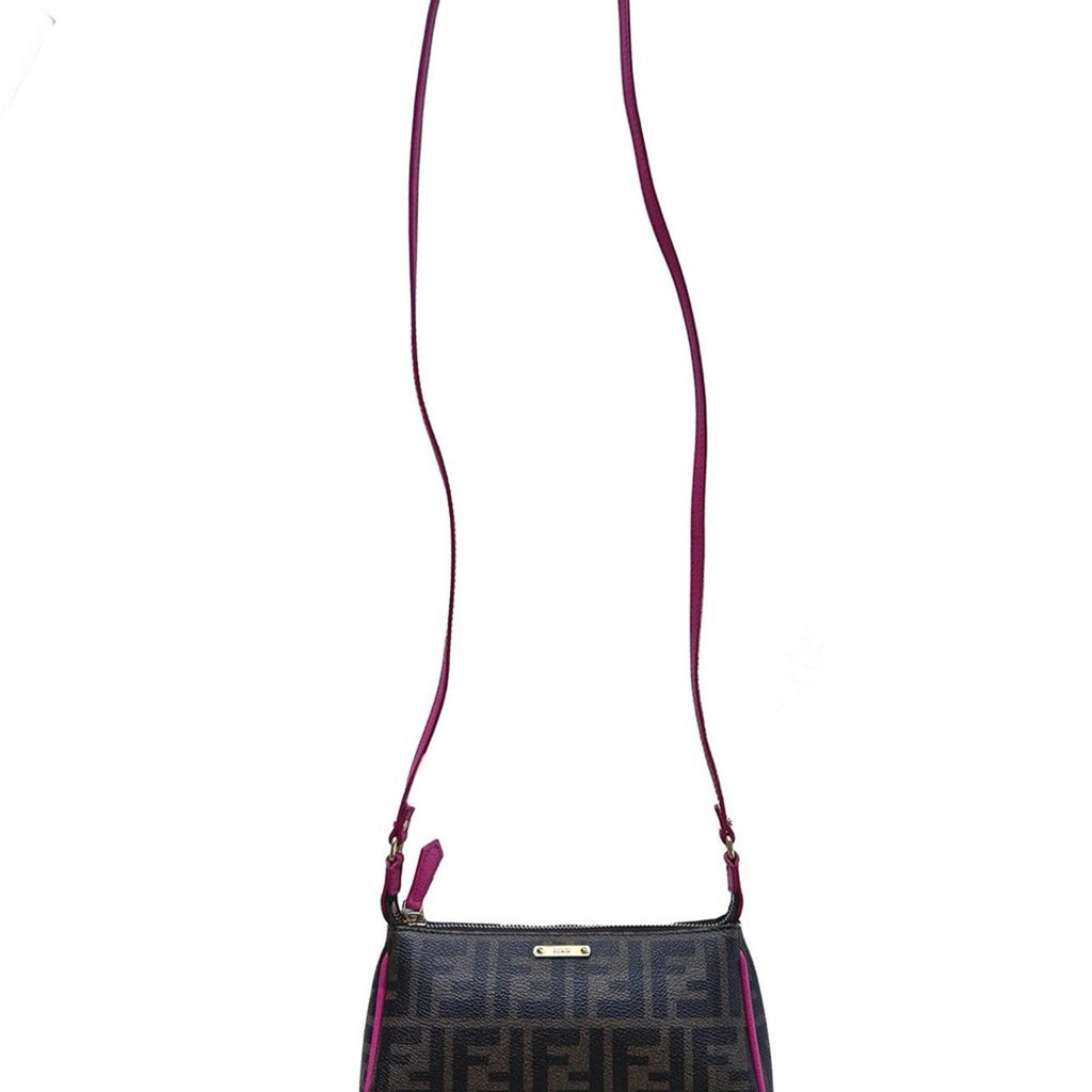 Fendi Black and Pink Leather Crossbody Bag