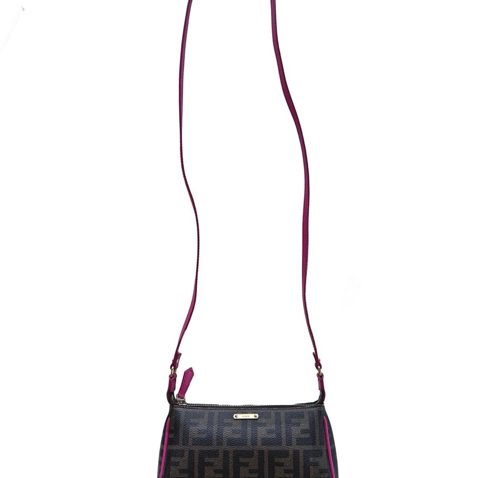 Fendi Black and Pink Leather Crossbody Bag