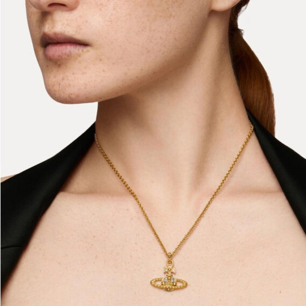 Vivienne Westwood Gold Tone Orb Pendant Necklace