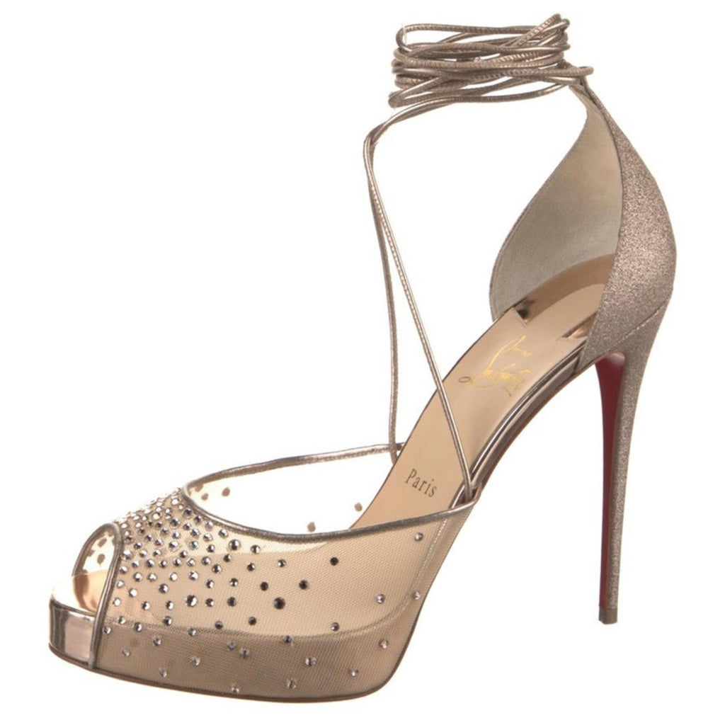 CHRISTIAN LOUBOUTIN GLITTER ACCENTS D’ORSAY HEELS