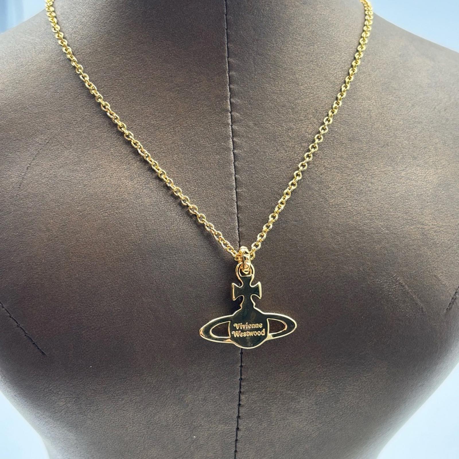 Vivienne Westwood Gold Tone Orb Pendant Necklace