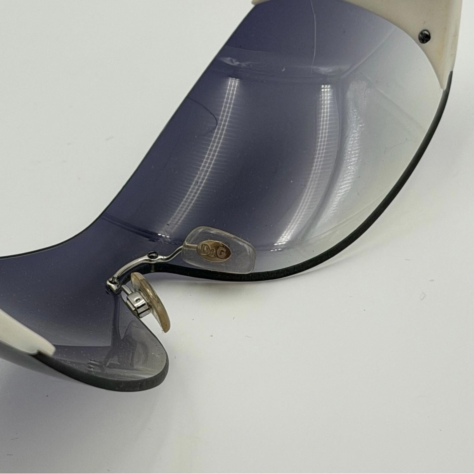 DOLCE & GABBANA WHITE SHIELD SUNGLASSES SILVER LOGO