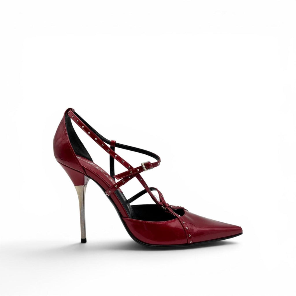 Christian Dior by John Galliano Red Patent Studded Pumps  Size 37