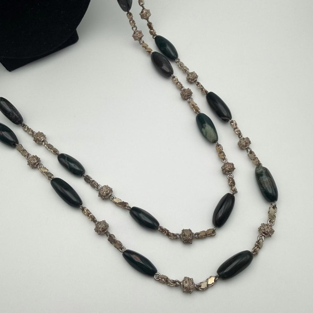 Vintage Sterling Silver Bloodstone Necklaces Set