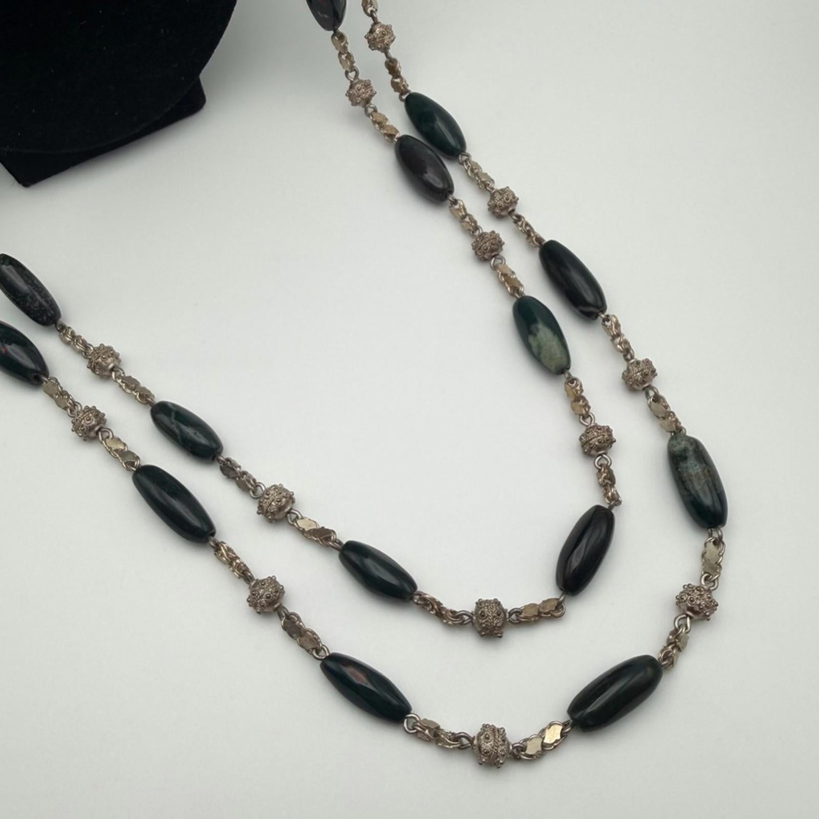 Vintage Sterling Silver Bloodstone Necklaces Set