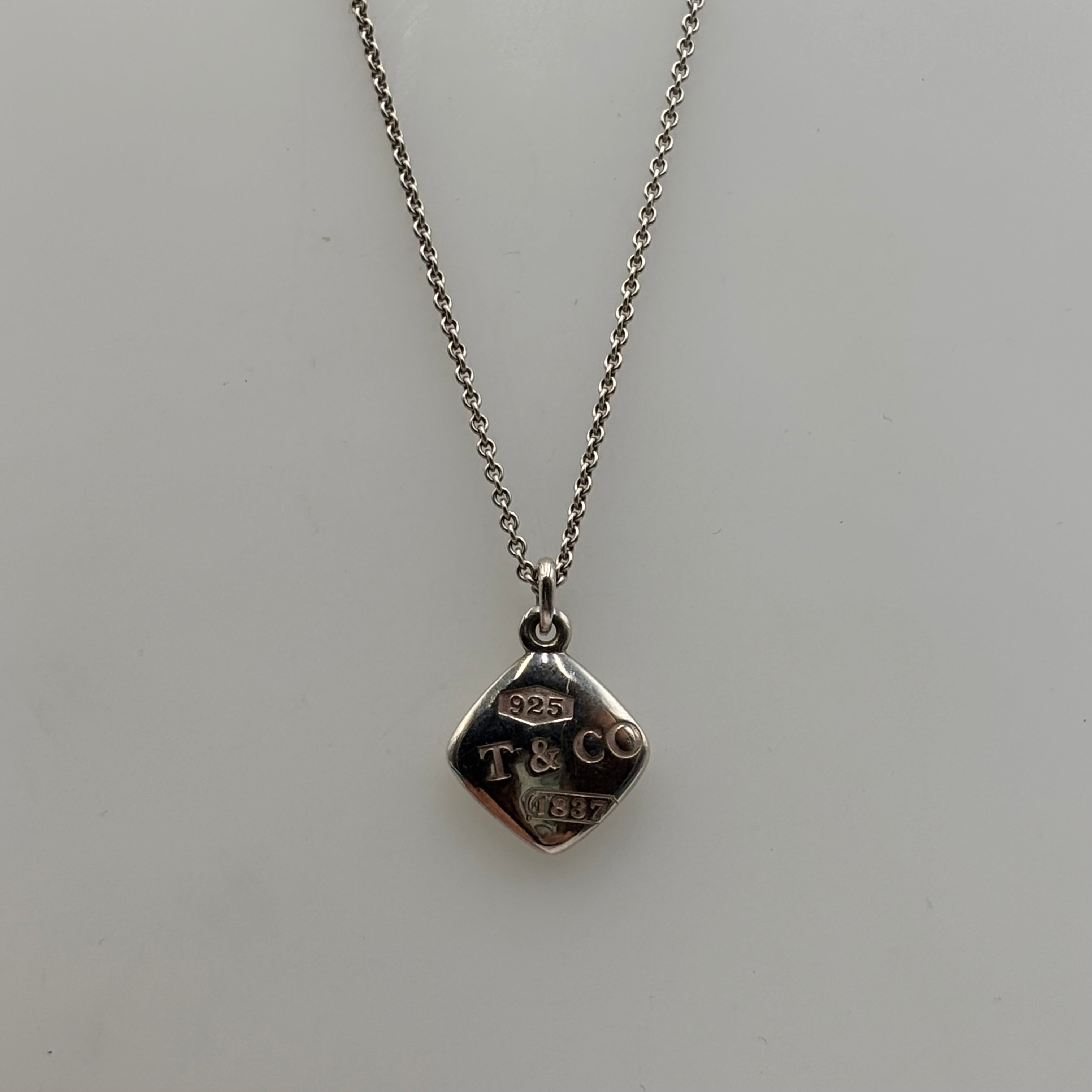 Tiffany & Co. 1837 Sterling Silver Square Pendant Necklace