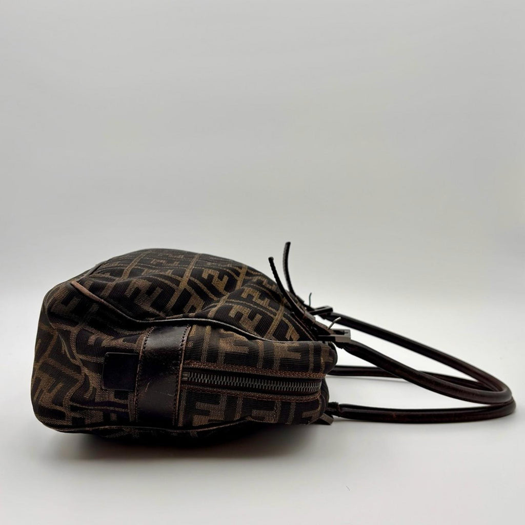 Fendi Vintage Zucca Canvas Boston Shoulder Bag Brown