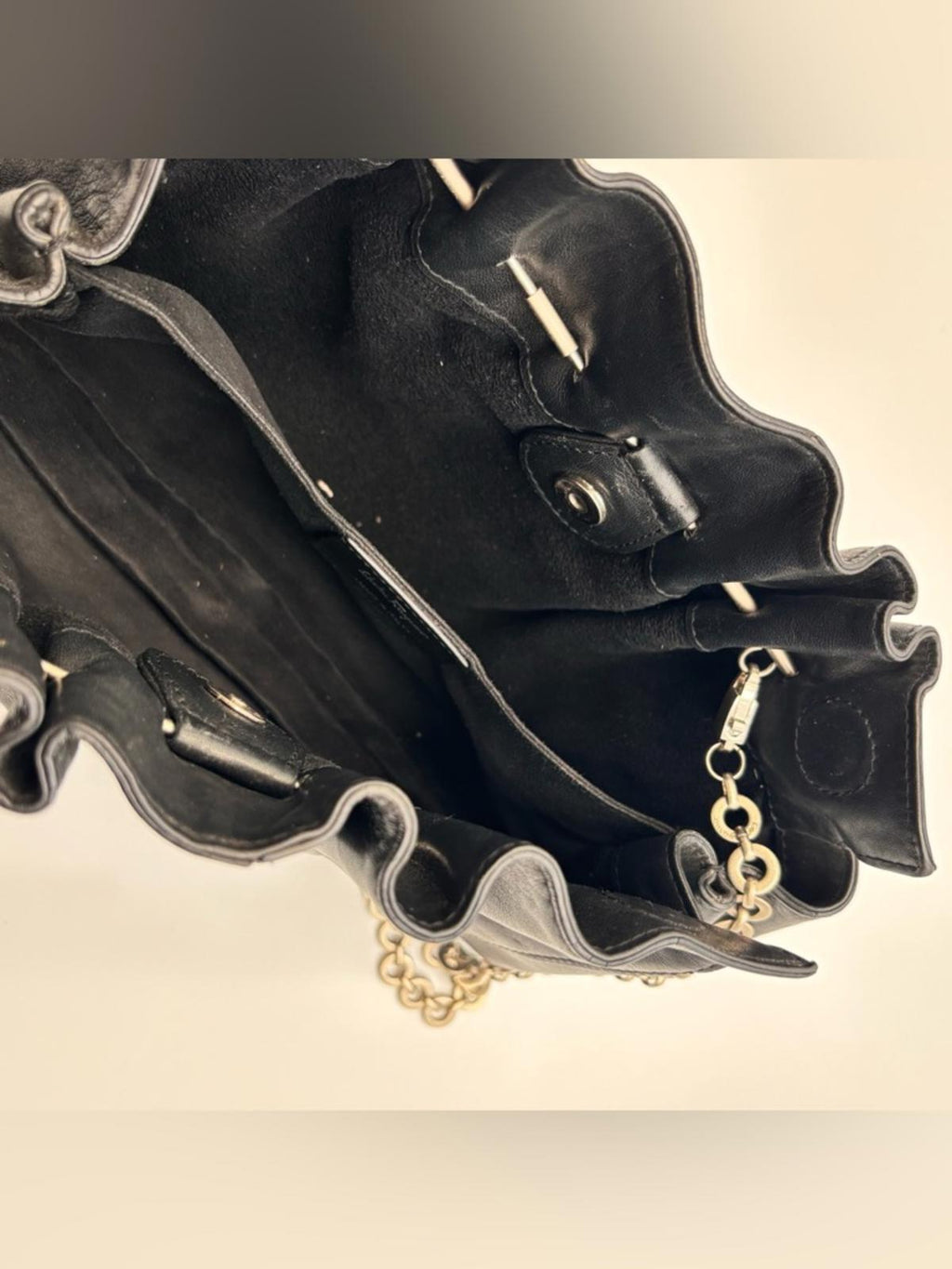Salvatore Ferragamo Black Leather Chain Shoulder Bag