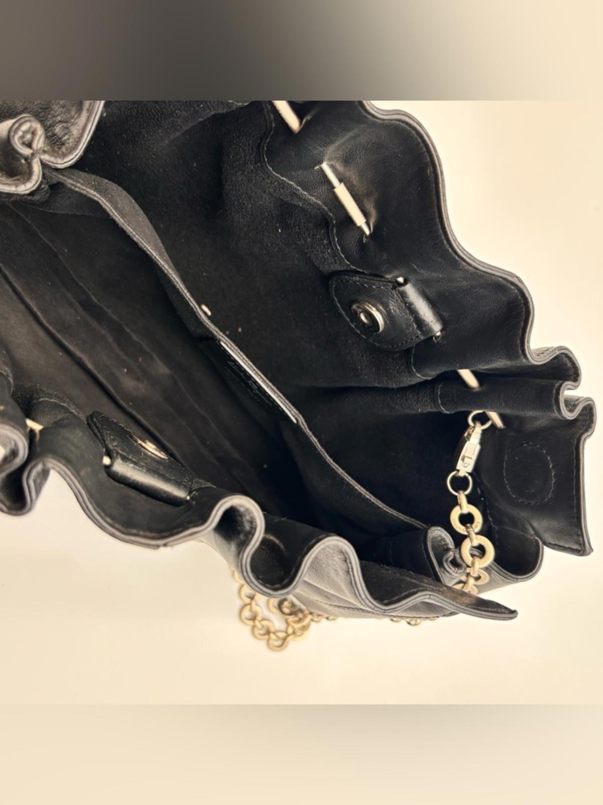 Salvatore Ferragamo Black Leather Chain Shoulder Bag