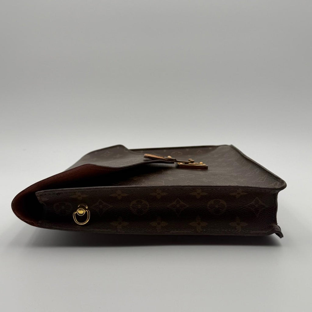 Louis Vuitton Monogram Pouch Clutch With Strap – Brown